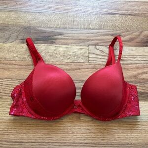 Victorias Secret Red Lace Push Up Bra Size 34D